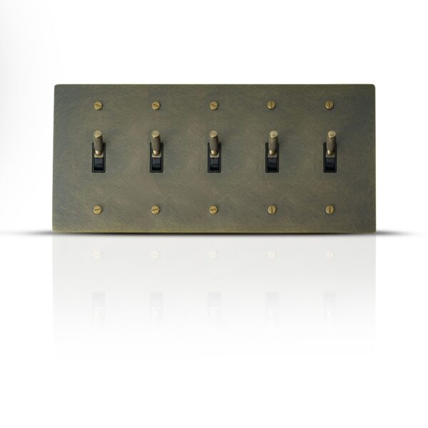 5 gang toggle switch bronze brass plate