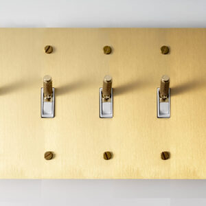 5 gang toggle switch in satin gold solid bras panel