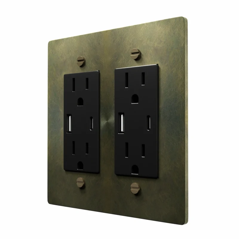 Antique brass USB type C outlet