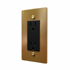 Unlacquered aged brass outlet