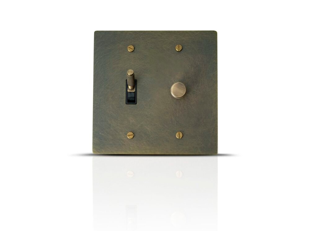 Bronze brass toggle dimmer combo