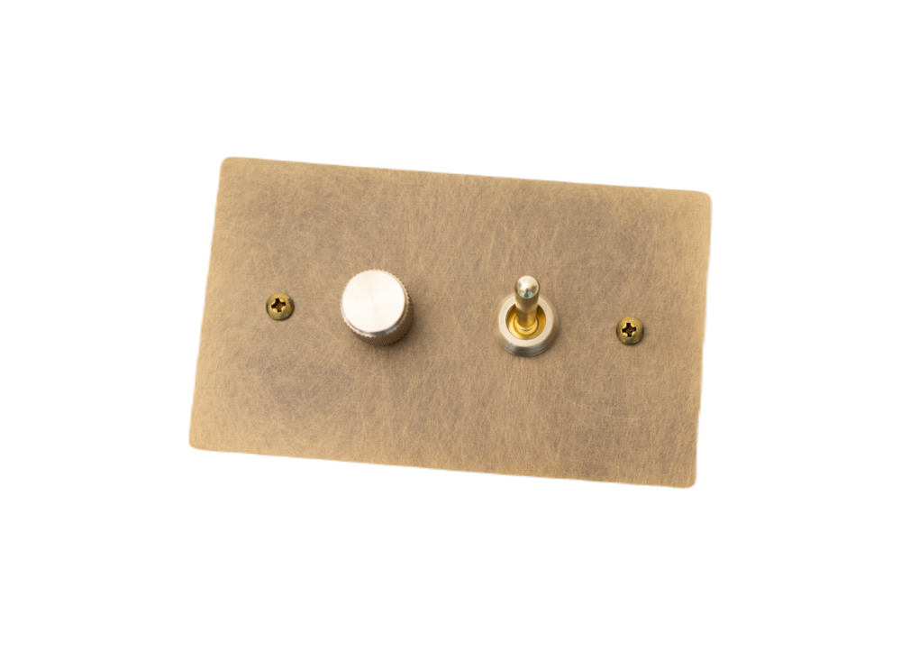 Aged Brass Toggle & Dimmer Light Switch - Image 2