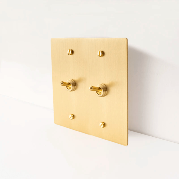 2 gang golden brass retro toggle light switch