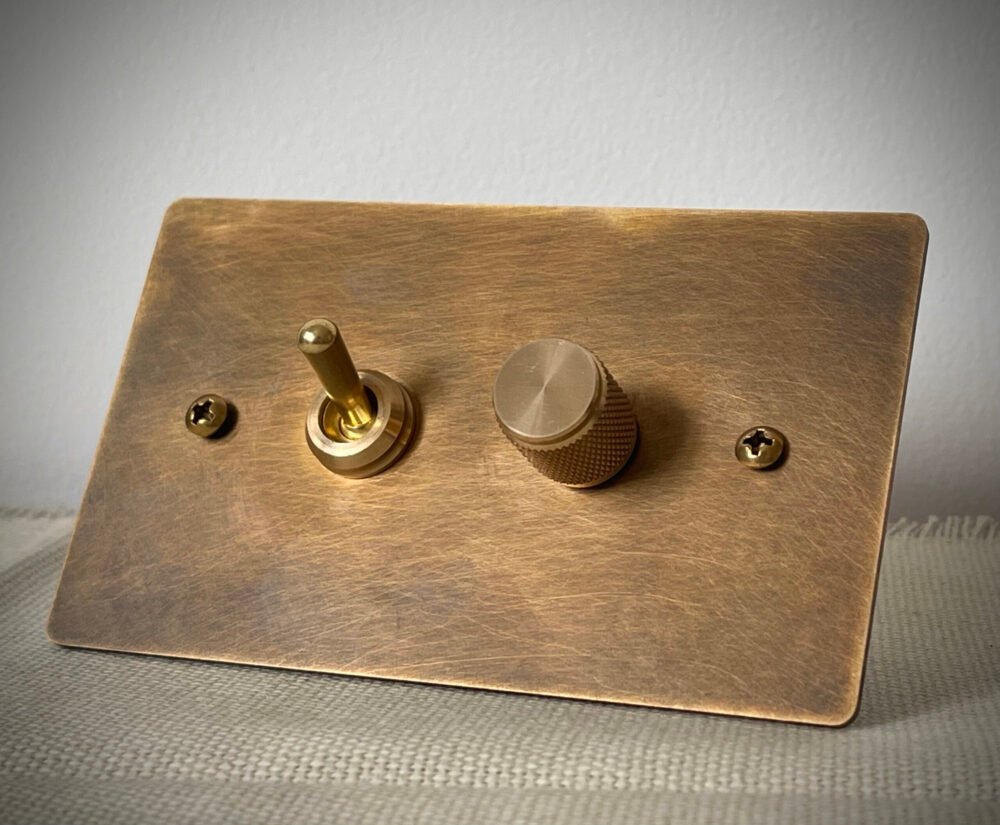 Aged brass retro toggle switch