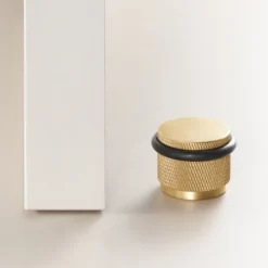 Premium Brass Knurled Door Stopper | 1.18 Inch Adjustable Height | Easy Installation for Wooden & Cement Floors