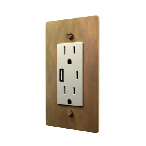 Aged brass outlet