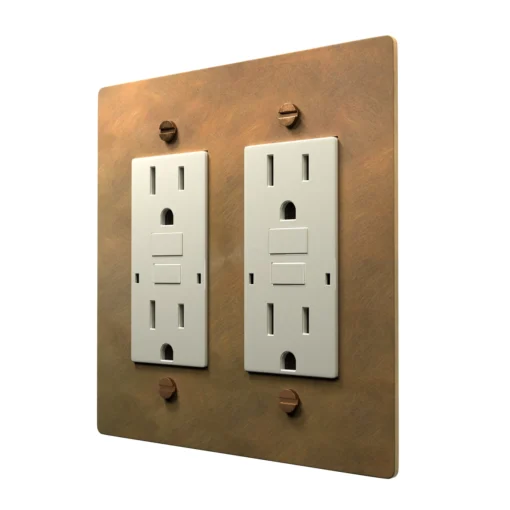 Aged brass outlet