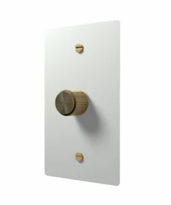 White Brass Rotary Dimmer Switch with Brass Knob