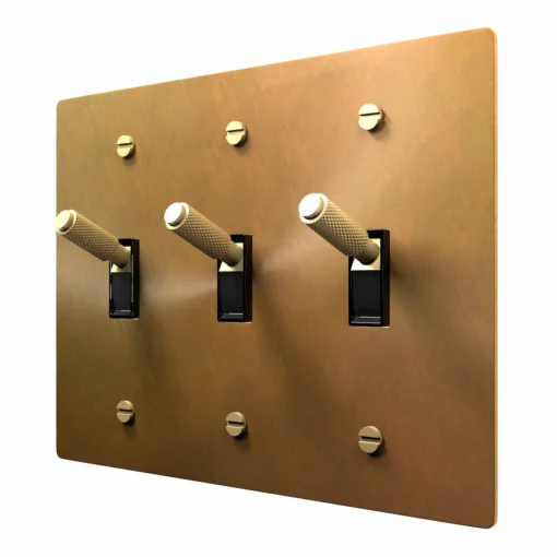Unlacquered aged brass toggle switch