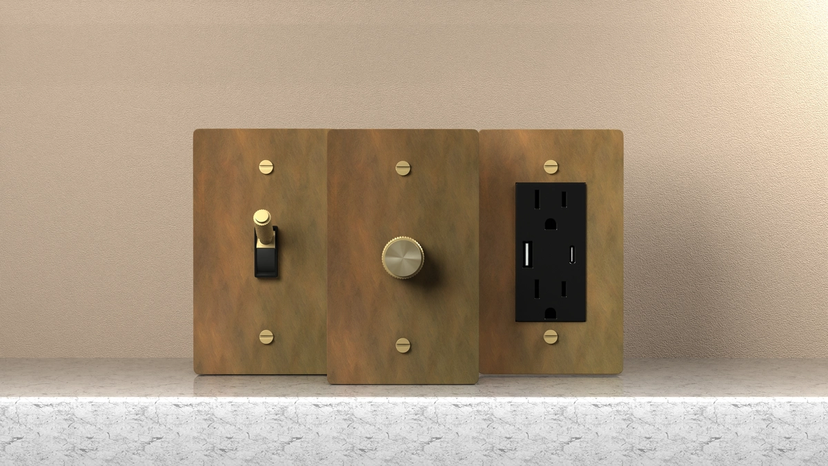 Aged brass switch plate kit