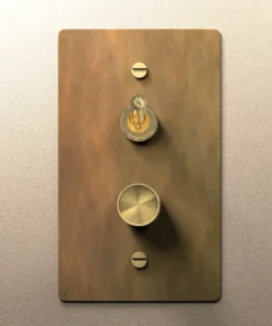 Aged brass toggle and dimmer switch