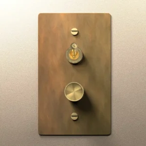 Aged brass toggle and dimmer switch