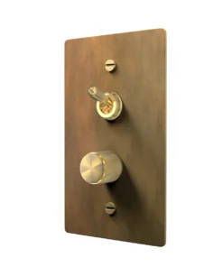 Aged Brass Dimmer and Toggle Switch Plate