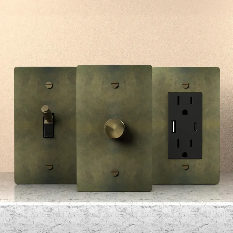 Antique brass switch plate kit