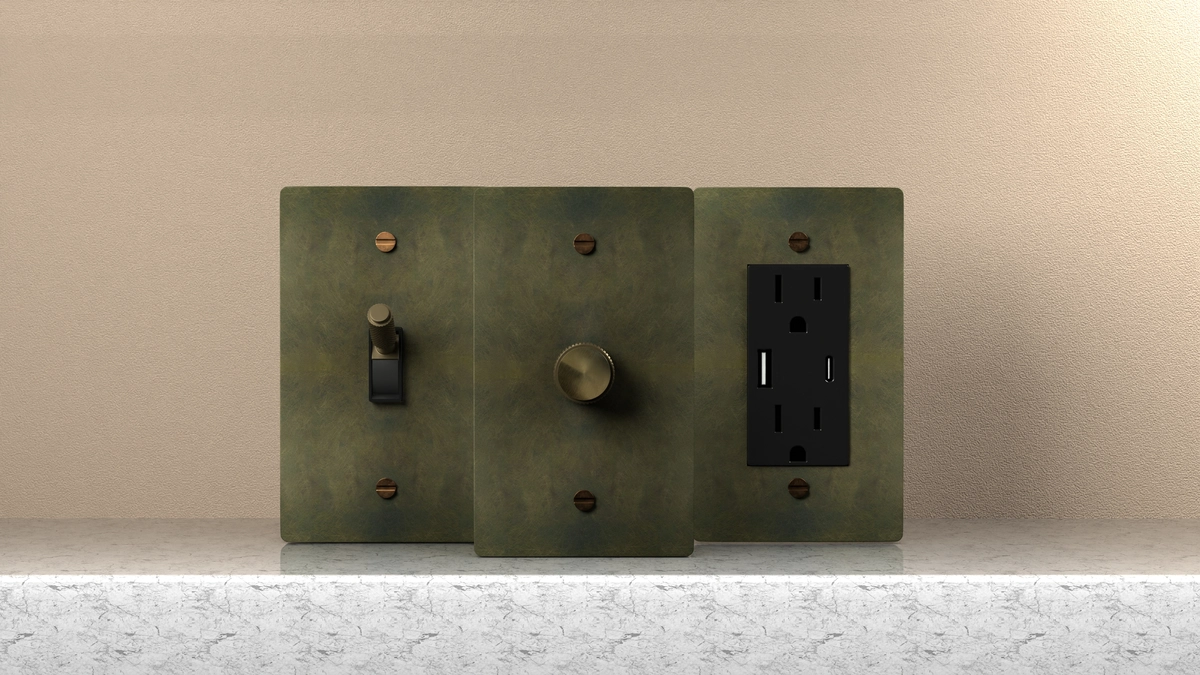 Antique brass switch plate kit