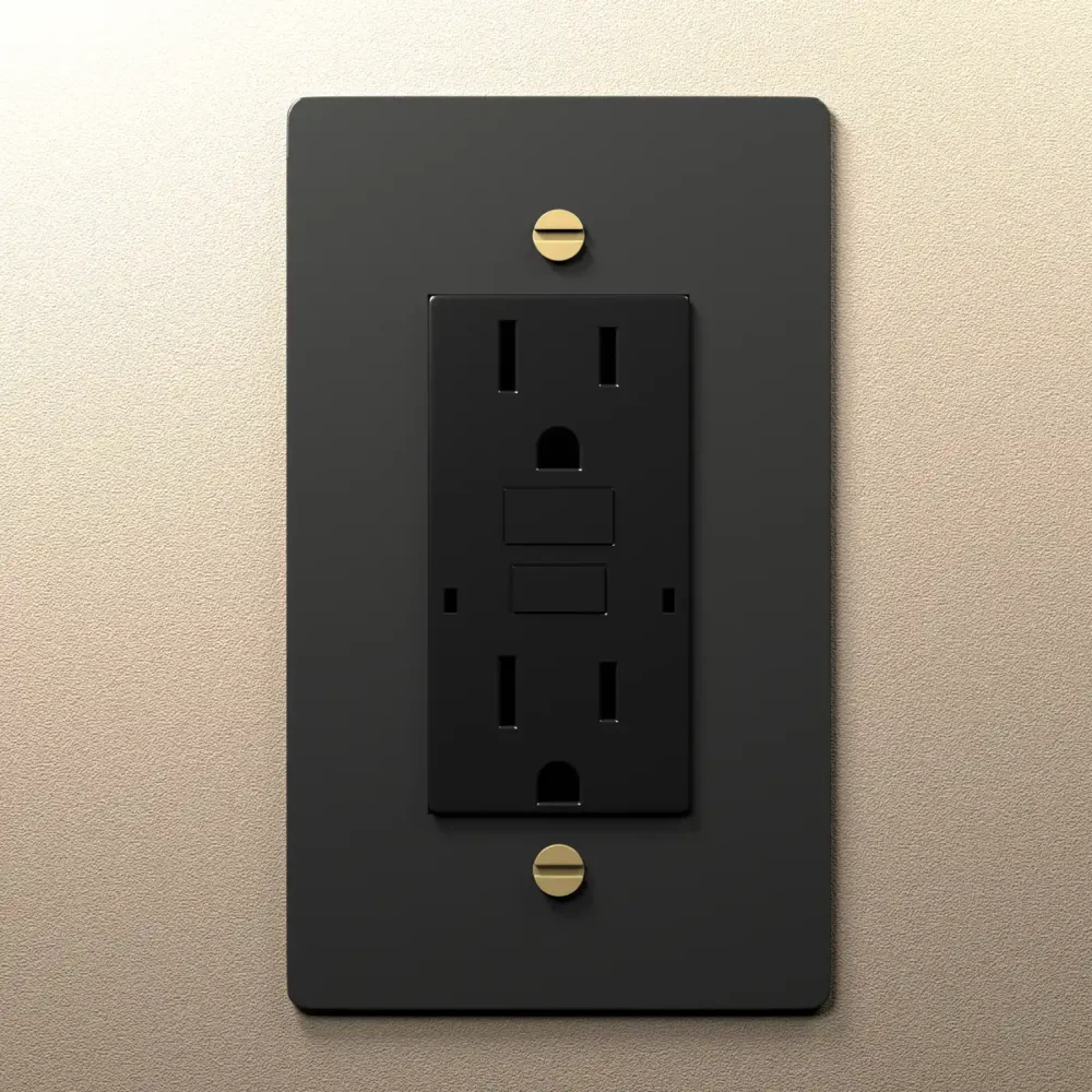 Black Electrical Outlet with Brass - Image 7