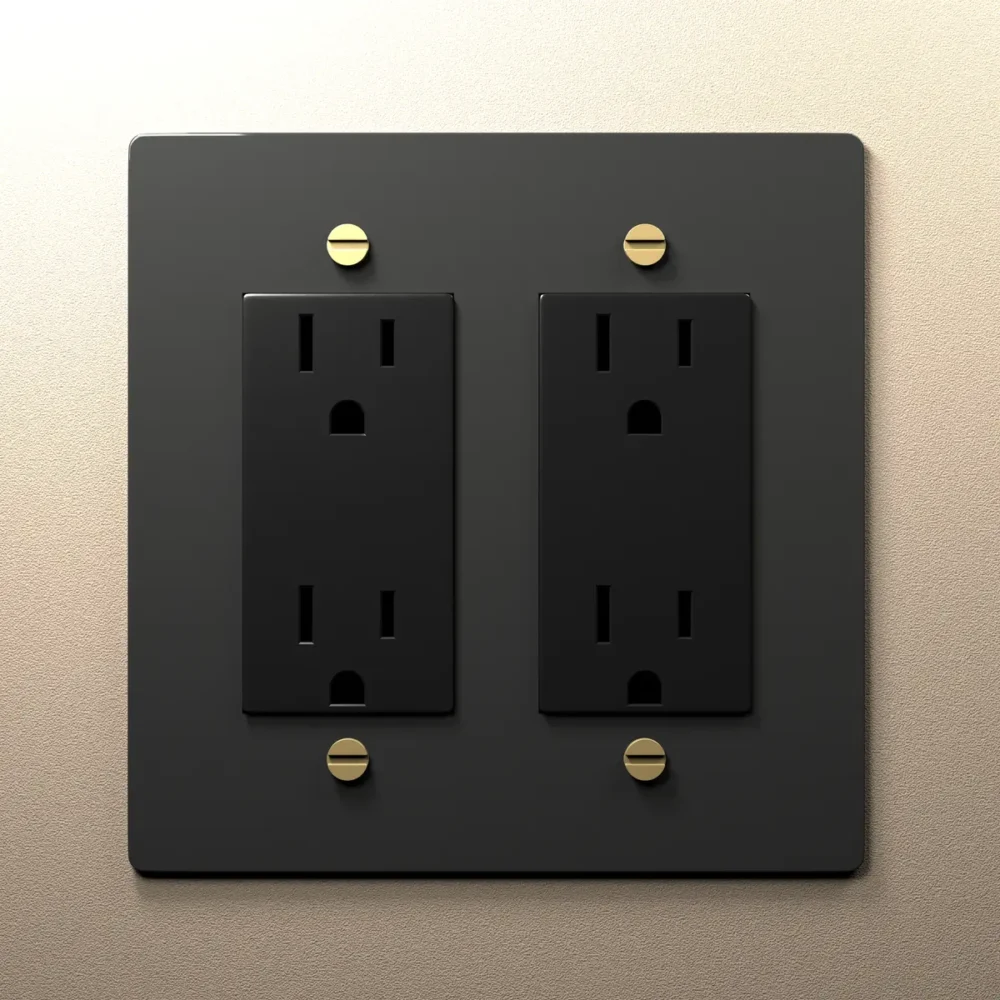 Black Electrical Outlet with Brass - Image 11