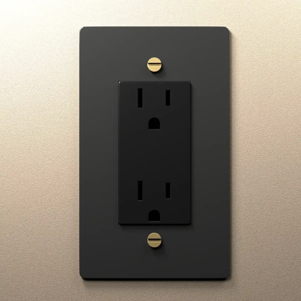 Black Electrical Outlet with Brass - Image 5