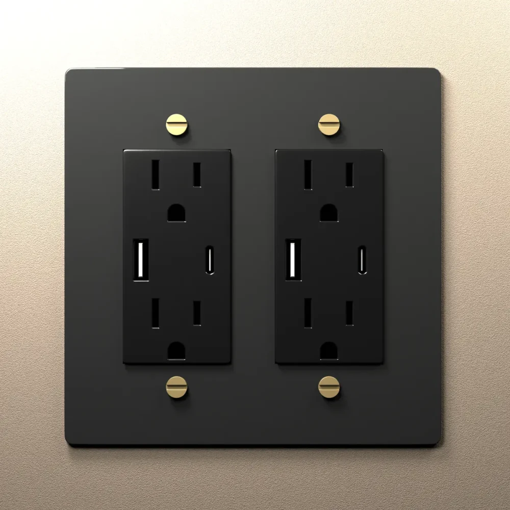 Black Electrical Outlet with Brass - Image 10