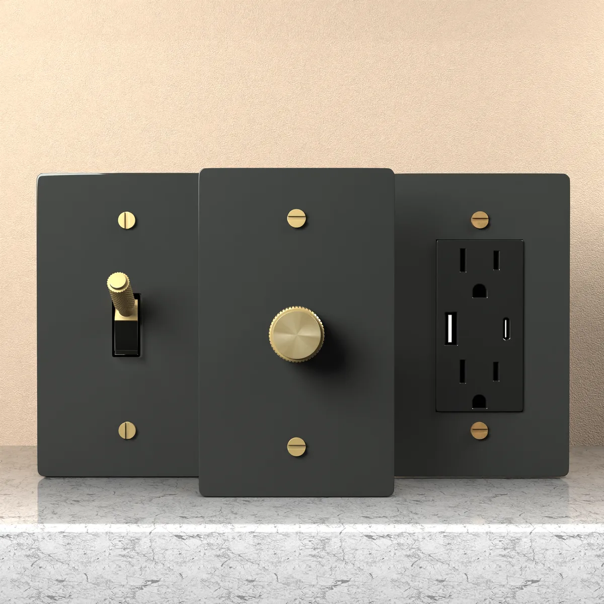 Black brass switch plate kit