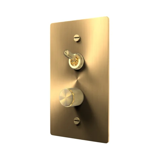 Brass toggle and dimmer switch plate