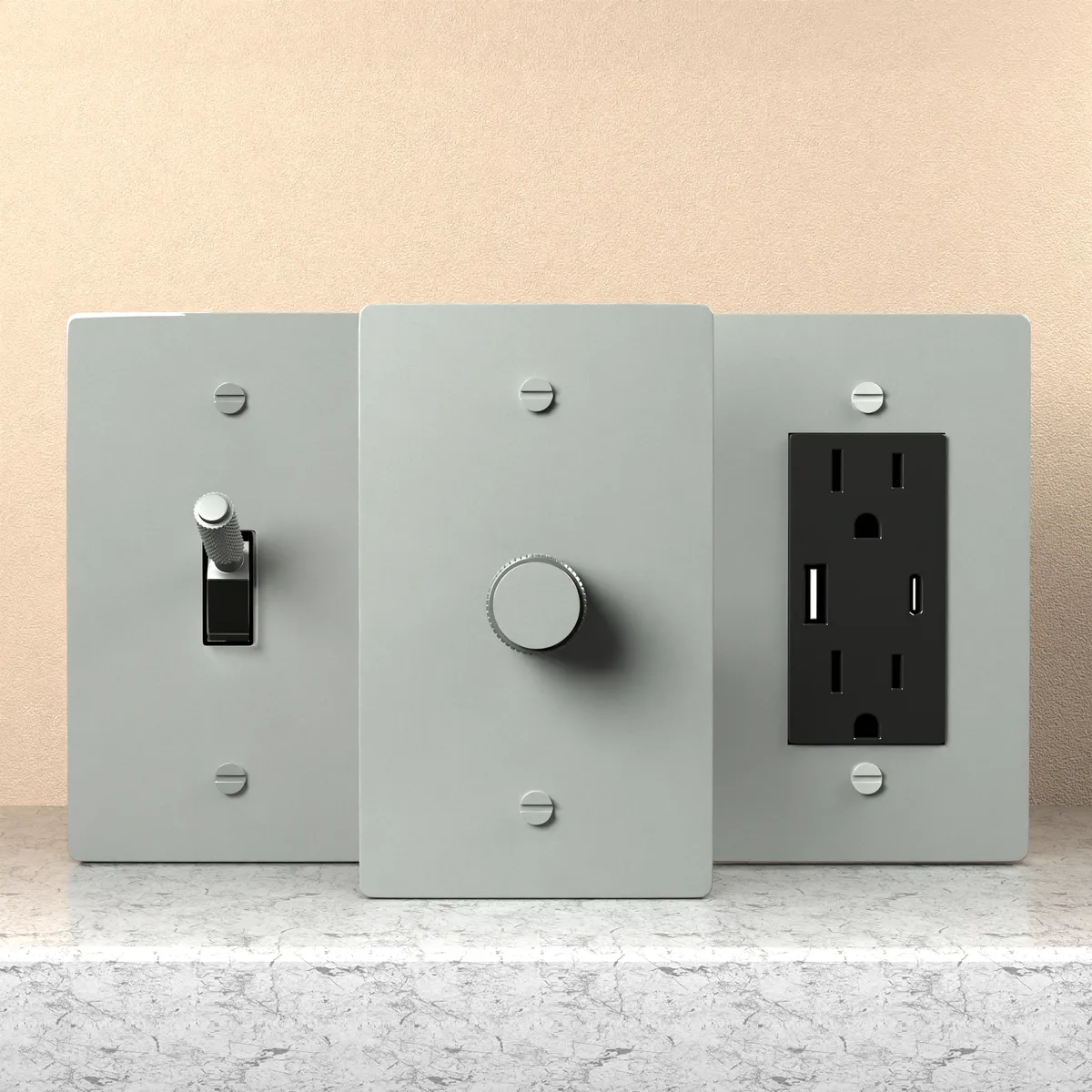 Stainless steel switch plate kit