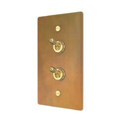 Unlacquered Aged Brass Double Retro Toggle Switch