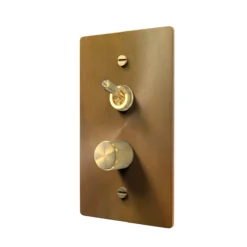 Unlacquered Aged Brass Dimmer and Toggle Switch Plate