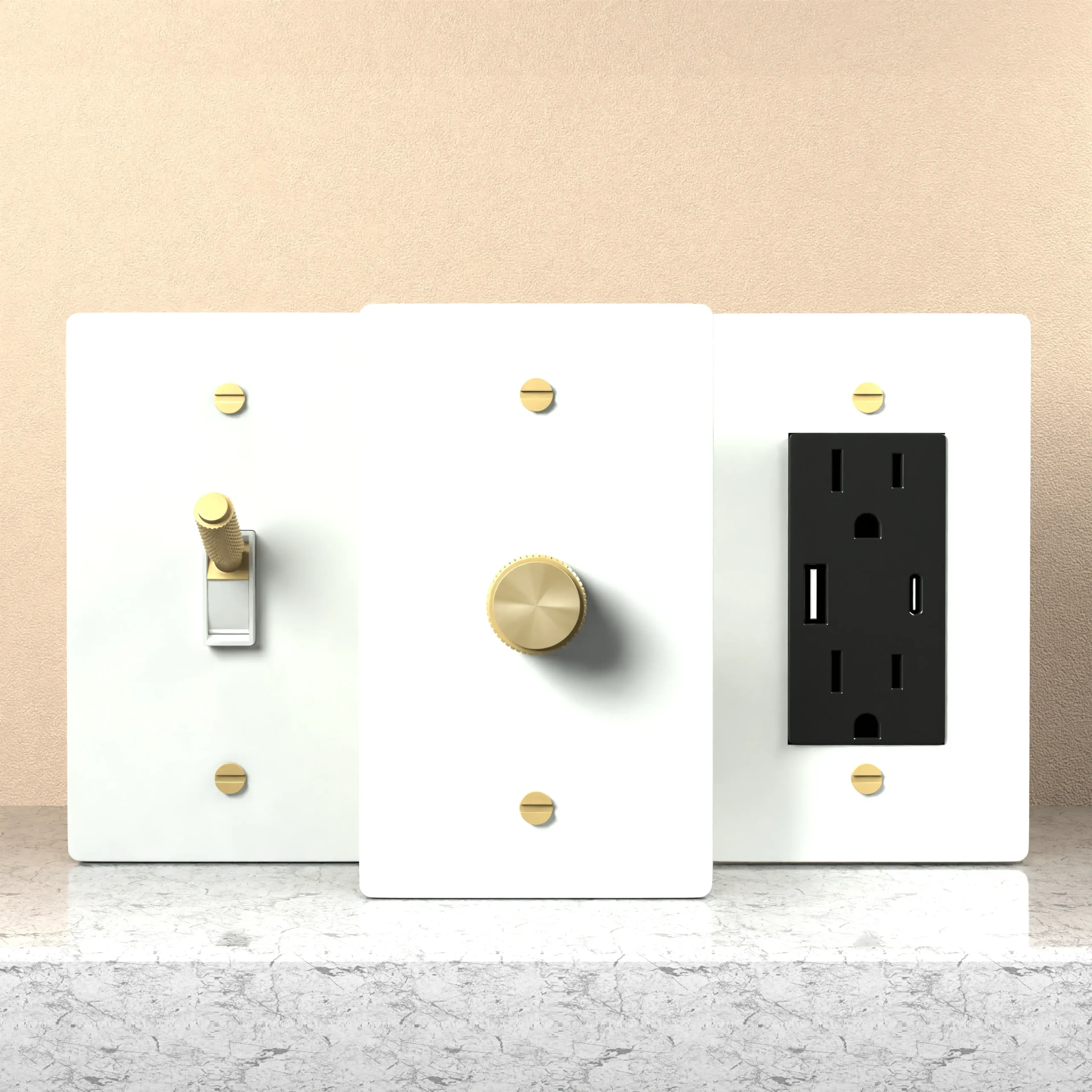 White brass switch plates