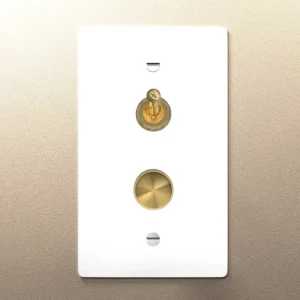 White Brass Dimmer and Toggle Switch Plate