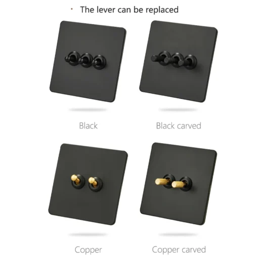 Toggle Black Stainless Steel Light Switch - Image 4