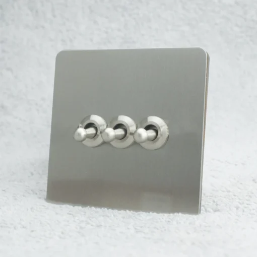 Nickel Brushed Panel Knurled Toggle Light Switch - Image 3