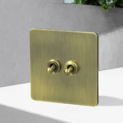 Bronze Brushed Panel Toggle Light Switch