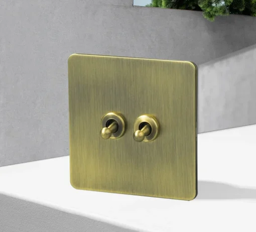 Bronze Brushed Panel Toggle Light Switch