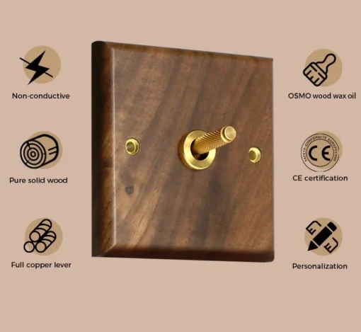 Black Walnut Wood Toggle Switch - Image 3