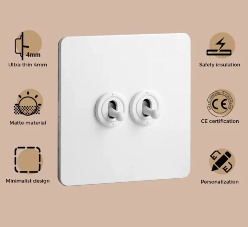 White Toggle Switch Stainless Steel Panel - Image 3