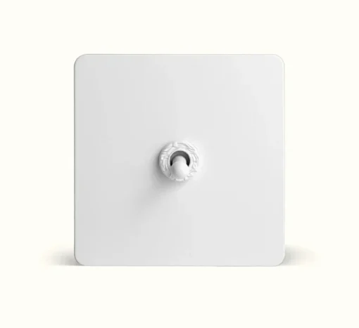 White Matte Panel Toggle Switch French Relief Design - Image 5