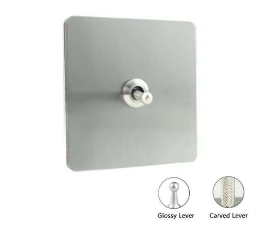 Grey Nickel Aluminium Brushed Panel Retro Toggle Switch - Image 4