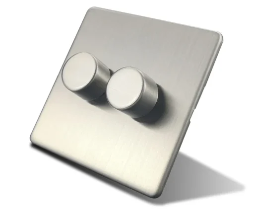 Double LED Light Dimmer Switch Satin Chrome - Image 3