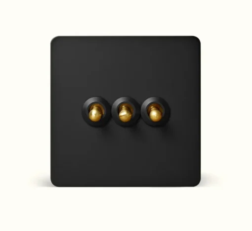 Black Stainless Steel Panel Gold Retro Toggle Switch - Image 3