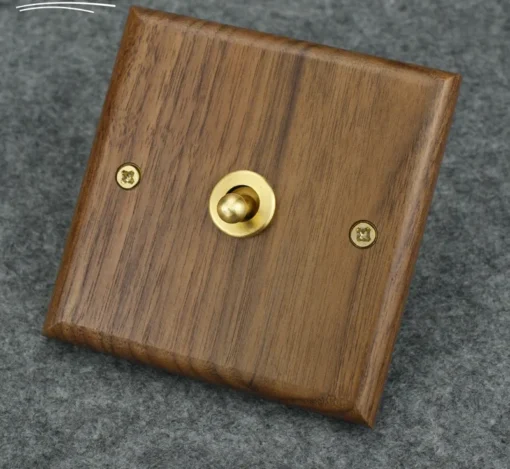 Black Walnut Wood Panel Toggle Light Switch - Image 4