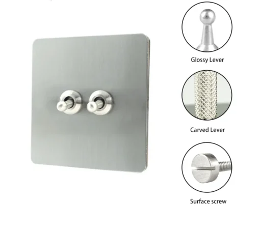 Nickel Brushed Panel Knurled Toggle Light Switch - Image 2