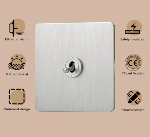 Toggle Light Switch Nickel Brushed Stainless Steel - Image 3