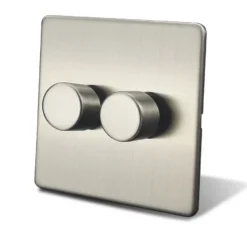 Double LED Light Dimmer Switch Satin Chrome