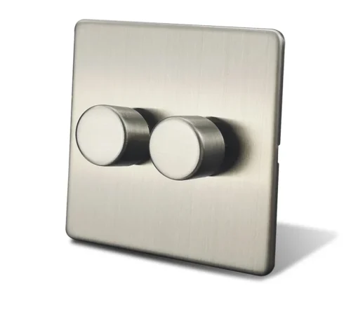 Double LED Light Dimmer Switch Satin Chrome