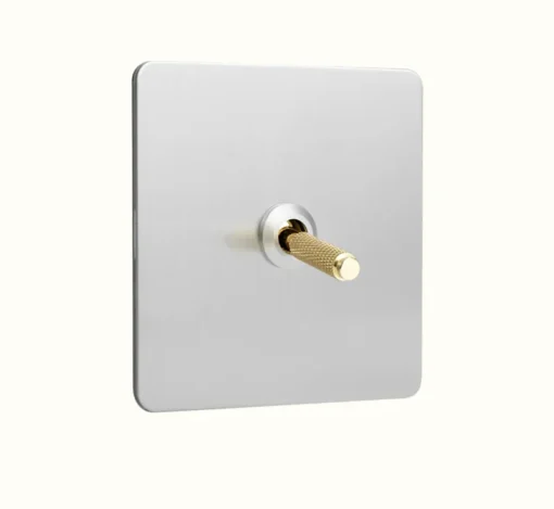 Silver Panel Brass Knurled Toggle Switch - Image 3