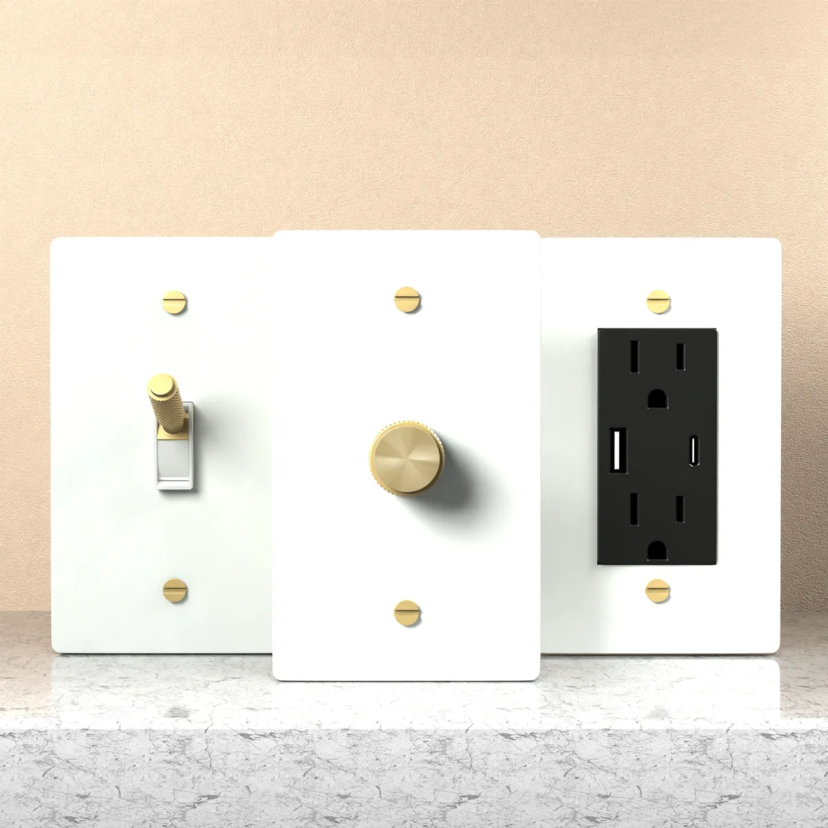 white brass switch plate kit