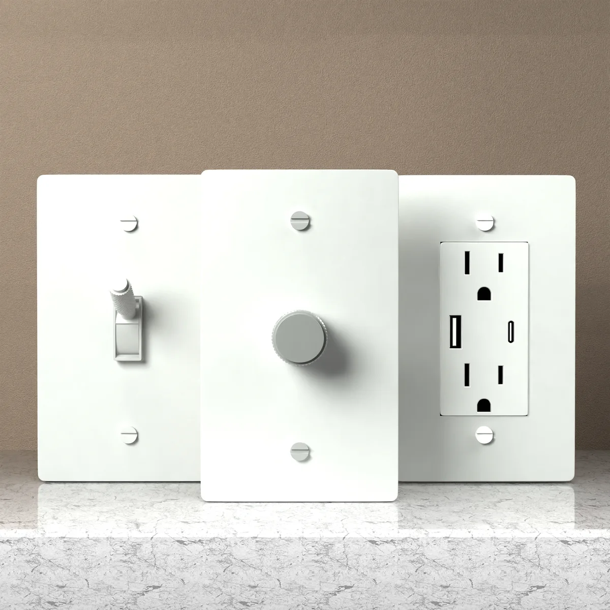 white brass switch plate kit